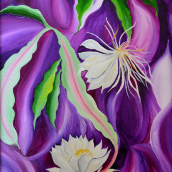 Painting titled "Queen of the Night" by Swendrini Gunasekara, Original Artwork, Oil Mounted on Other rigid panel