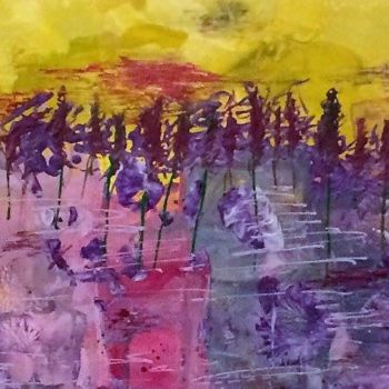 Peinture intitulée "lavender field (Lev…" par Michaela Bartošová, Œuvre d'art originale, Encaustique