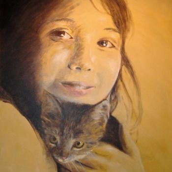 Peinture intitulée "Le chaton" par Guy Swyngedau, Œuvre d'art originale