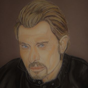 Drawing titled "Johnny Halliday" by Sybartiste, Original Artwork, Chalk