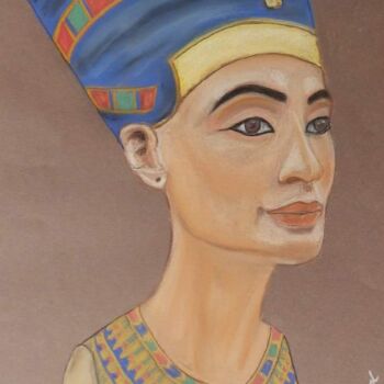 Drawing titled "Néfertiti II" by Sybartiste, Original Artwork, Pastel