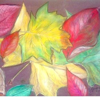 Drawing titled "L'automne" by Sybartiste, Original Artwork, Chalk