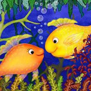 Painting titled "Fishies" by Sybille Sterk, Original Artwork, Oil