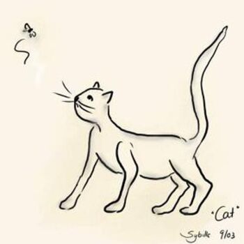 Rysunek zatytułowany „Playing Cat” autorstwa Sybille Sterk, Oryginalna praca