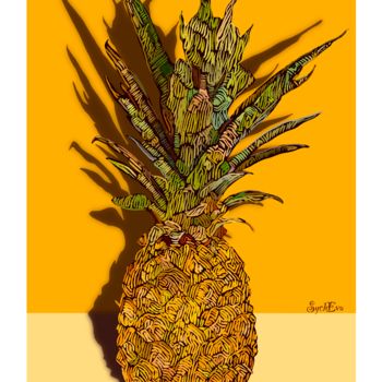 Digital Arts titled "Pineapple" by Anastasia Sycheva, Original Artwork, Digital Painting