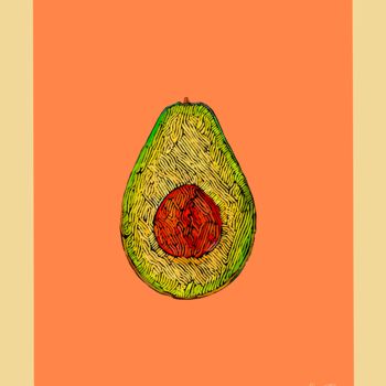 Digital Arts titled "Avocado" by Anastasia Sycheva, Original Artwork, Digital Painting