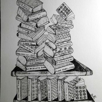 Painting titled "2017-09-Ma-biblioth…" by Sye, Original Artwork, Ink