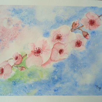 Painting titled "2018-13-Une branche…" by Sye, Original Artwork, Watercolor