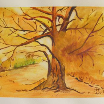 Painting titled "2014-26-arbre-autom…" by Sye, Original Artwork, Watercolor