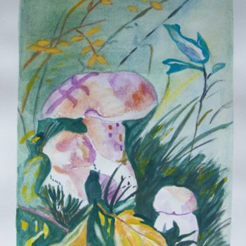 Painting titled "2014-28-champignons" by Sye, Original Artwork, Watercolor