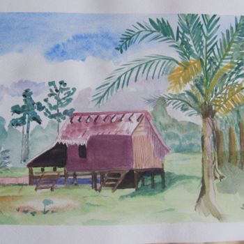 Painting titled "2014-76-ma-cabanE" by Sye, Original Artwork, Watercolor