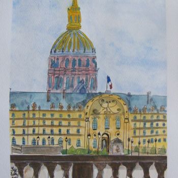 Painting titled "2014-101-les-invali…" by Sye, Original Artwork, Watercolor