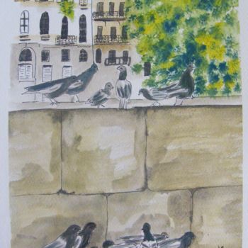 绘画 标题为“2014-102-les-pigeon…” 由Sye, 原创艺术品, 水彩