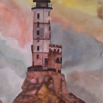 Painting titled "2015-07-LE PHARE D…" by Sye, Original Artwork, Watercolor