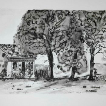 Malerei mit dem Titel "2016 22 Le cabanon…" von Sye, Original-Kunstwerk, Tinte