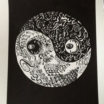 Peinture intitulée "2015-13-YING ET YANG" par Sye, Œuvre d'art originale, Encre