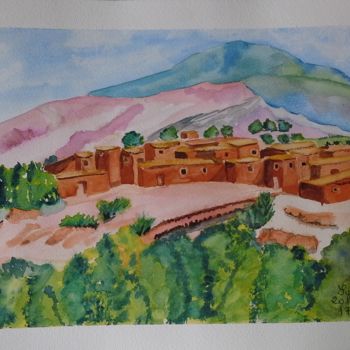 Painting titled "2014-176-le-village…" by Sye, Original Artwork, Watercolor