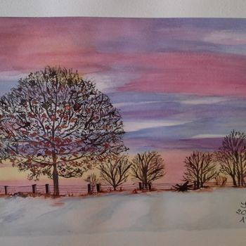 Peinture intitulée "2014-183-coucher-hi…" par Sye, Œuvre d'art originale, Aquarelle