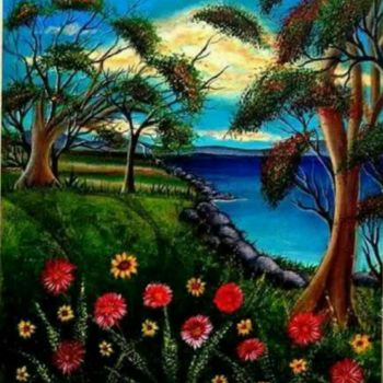 Painting titled "Spring Lake New Jer…" by Syeda Ishrat, Original Artwork, Acrylic