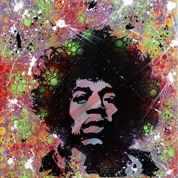 「Jimi Hendrix」というタイトルの絵画 Aquarellement Votreによって, オリジナルのアートワーク, アクリル