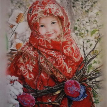 Peinture intitulée "Petite fille tchèque" par Sylvie Geneste, Œuvre d'art originale, Pastel