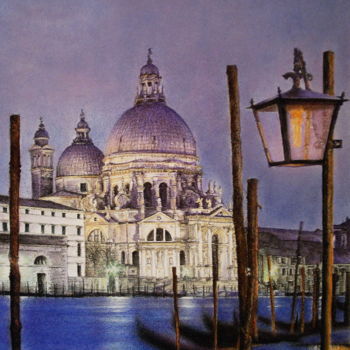 Peinture intitulée "Nuit vénitienne" par Sylvie Geneste, Œuvre d'art originale, Pastel