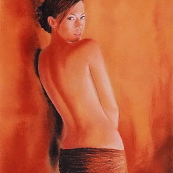 Картина под названием "Dos nu" - Sylvie Geneste, Подлинное произведение искусства, Пастель