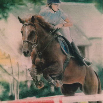 Peinture intitulée "Jumping" par Sylvie Geneste, Œuvre d'art originale, Pastel