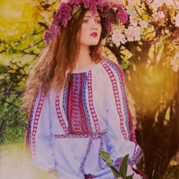 Pittura intitolato "Fleur d'Ukraine" da Sylvie Geneste, Opera d'arte originale, Pastello