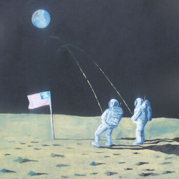 Painting titled "Pissing on the Moon" by Sylaim, Original Artwork, Other