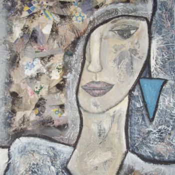 Painting titled "La boucle d'oreille…" by Sylvie Oliveri, Original Artwork, Acrylic