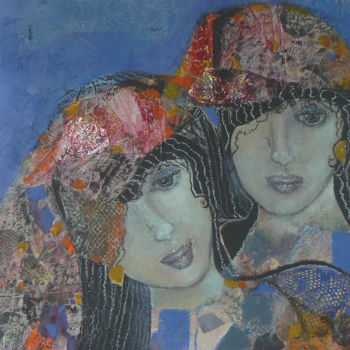 Painting titled "Les deux soeurs" by Sylvie Oliveri, Original Artwork, Acrylic Mounted on Wood Stretcher frame
