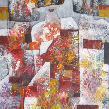 Peinture intitulée "Défilé au carré" par Sylvie Oliveri, Œuvre d'art originale, Acrylique