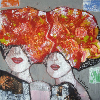 Картина под названием "Amies depuis longte…" - Sylvie Oliveri, Подлинное произведение искусства, Акрил