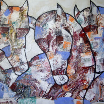 Painting titled "Tiercé" by Sylvie Oliveri, Original Artwork, Acrylic