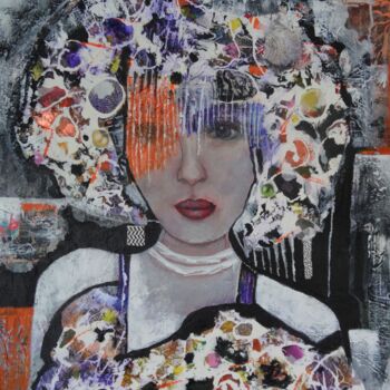 Pintura titulada "Portrait de femme" por Sylvie Oliveri, Obra de arte original, Acrílico Montado en Bastidor de camilla de m…