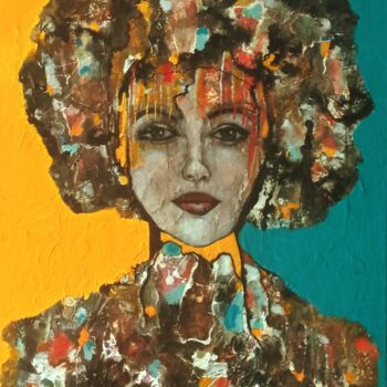 Pittura intitolato "Portrait de femme.…" da Sylvie Oliveri, Opera d'arte originale, Acrilico Montato su Telaio per barella i…