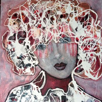 Malerei mit dem Titel "Portrait de femme.…" von Sylvie Oliveri, Original-Kunstwerk, Acryl
