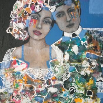 绘画 标题为“Les jeunes mariés” 由Sylvie Oliveri, 原创艺术品, 丙烯 安装在木质担架架上