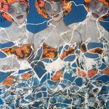 제목이 "The 3 Friends at th…"인 미술작품 Sylvie Oliveri로, 원작, 아크릴 나무 들것 프레임에 장착됨