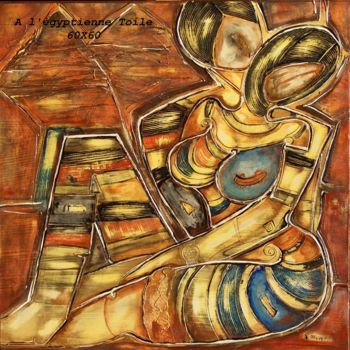 Malerei mit dem Titel "A l'Egyptienne" von Sylvie Oliveri, Original-Kunstwerk, Acryl