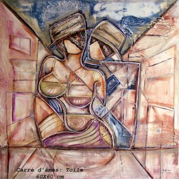 Malerei mit dem Titel "Carré d'âmes" von Sylvie Oliveri, Original-Kunstwerk, Acryl