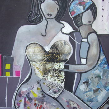 Painting titled "La jeune maman et s…" by Sylvie Oliveri, Original Artwork, Acrylic