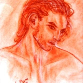 Drawing titled "Jeune Homme en songe" by Sylia Tenvelert, Original Artwork, Other