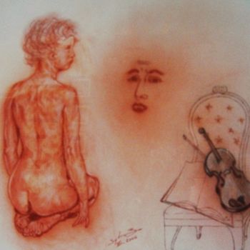 Drawing titled "Le violon sans âme" by Sylia Tenvelert, Original Artwork, Other