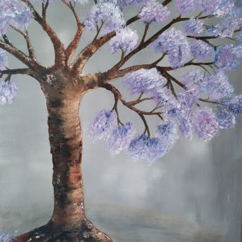 Painting titled "Arbre Lightly" by Sylka Sauvion, Original Artwork, Acrylic