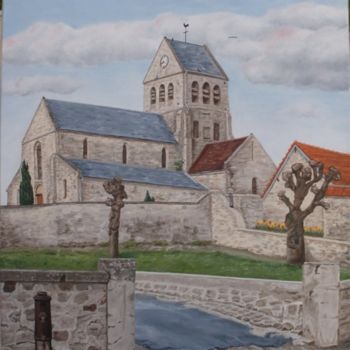 Malarstwo zatytułowany „Molinchart, l'Eglise” autorstwa Sylvie Kettenmeyer, Oryginalna praca