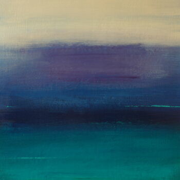 Peinture intitulée "aube en vert- bleu-…" par Sylvain Aubry (sylvain Aubrys), Œuvre d'art originale, Acrylique