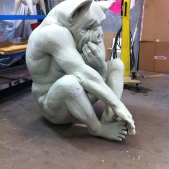 Sculpture titled "Homme porc" by Sylvain Bossut, Original Artwork, Resin