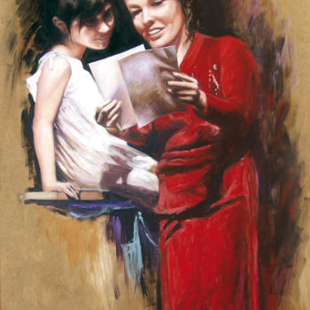 Painting titled "Marie et Léa" by Sylvain Perron, Original Artwork, Oil